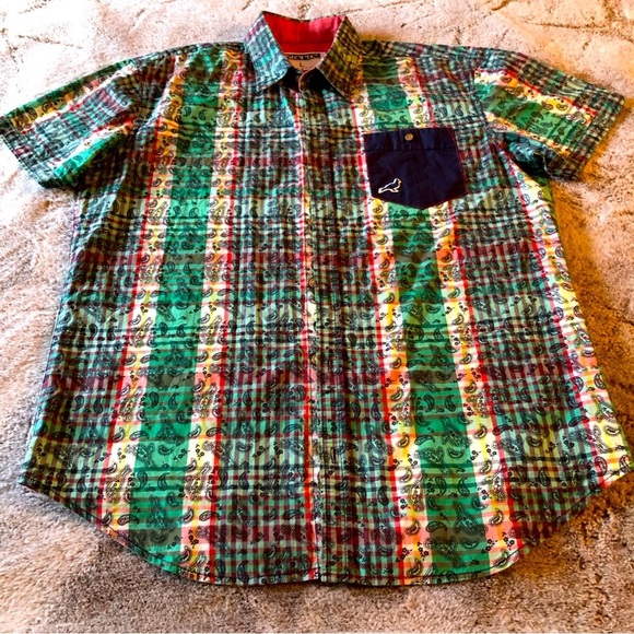 pigeon paisley button down Shirt size L - Picture 2 of 11